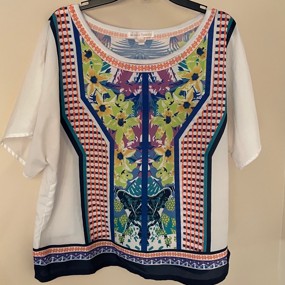 Jealous Tomato colorful short sleeve shirt large L